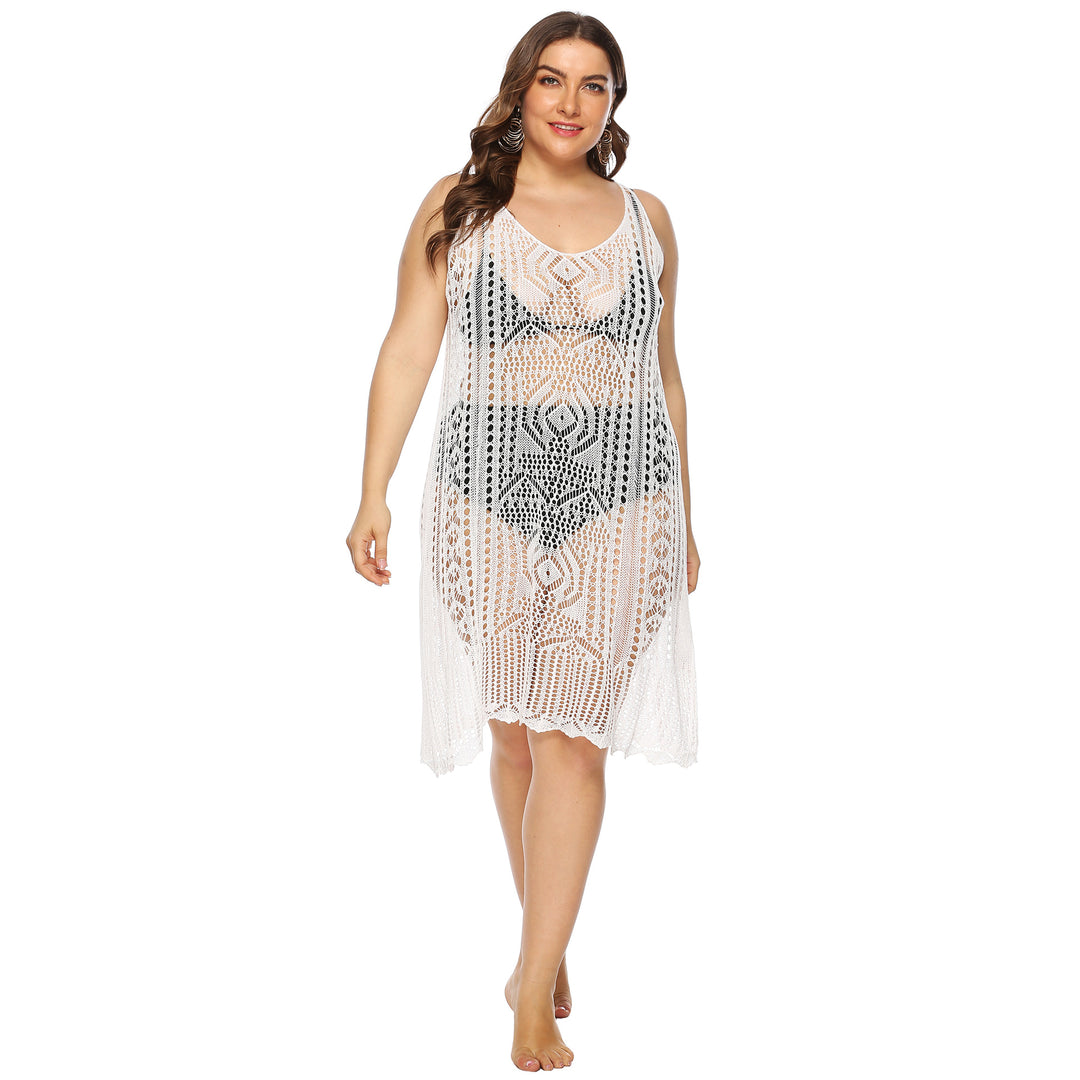 Damen gehäkelter Strandüberwurf mit floralem Design EB