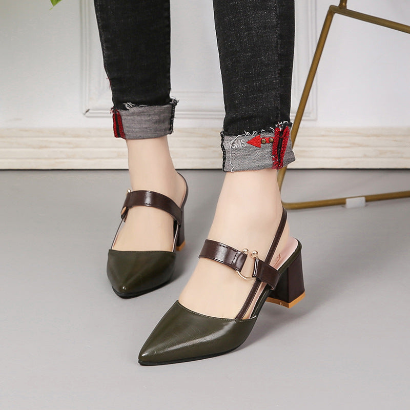 Damen Elegante Slingback-Pumps mit kantigem Absatz und modischem Riemendesign EB