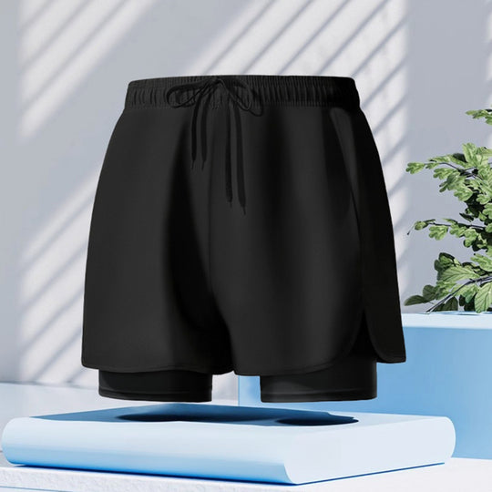 EB | Doppellagige Herren Sport Fitness Anti-Peinlichkeit Strandhose