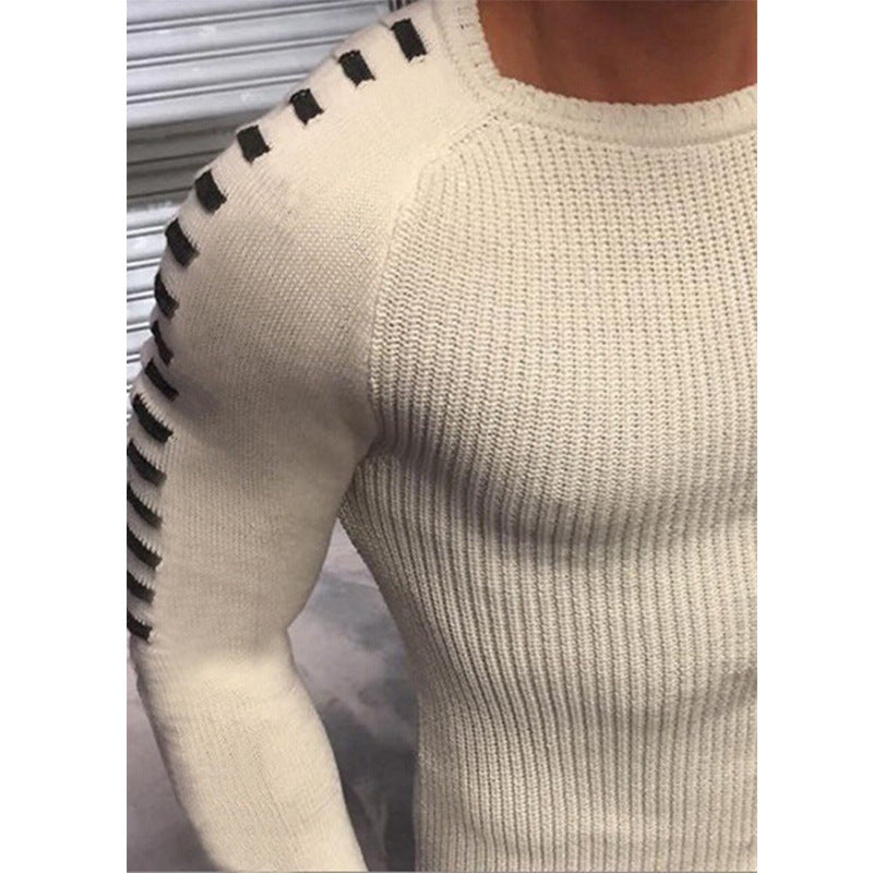 Herren stylischer Feinstrickpullover mit modischen Kontraststreifen EB