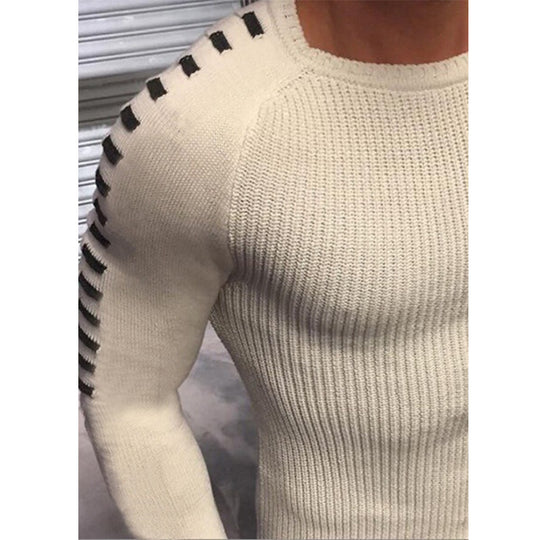 Herren stylischer Feinstrickpullover mit modischen Kontraststreifen EB