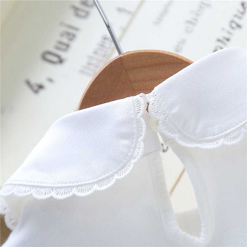 Mädchen Bluse mit besticktem Kragen und zarten Tüllärmeln EB