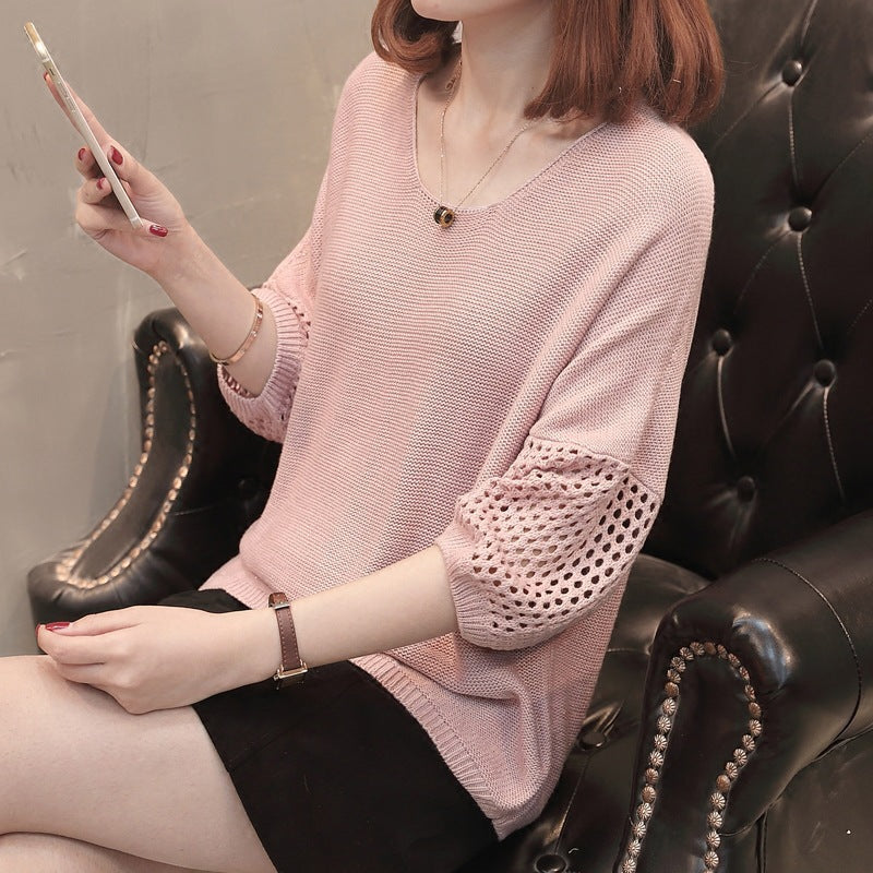 Damen Strickpullover mit dekorativen Lochmustern und lässiger Passform EB