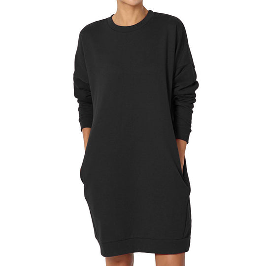 Damen Sweatkleid mit praktischen Taschen und lässigem Schnitt EB