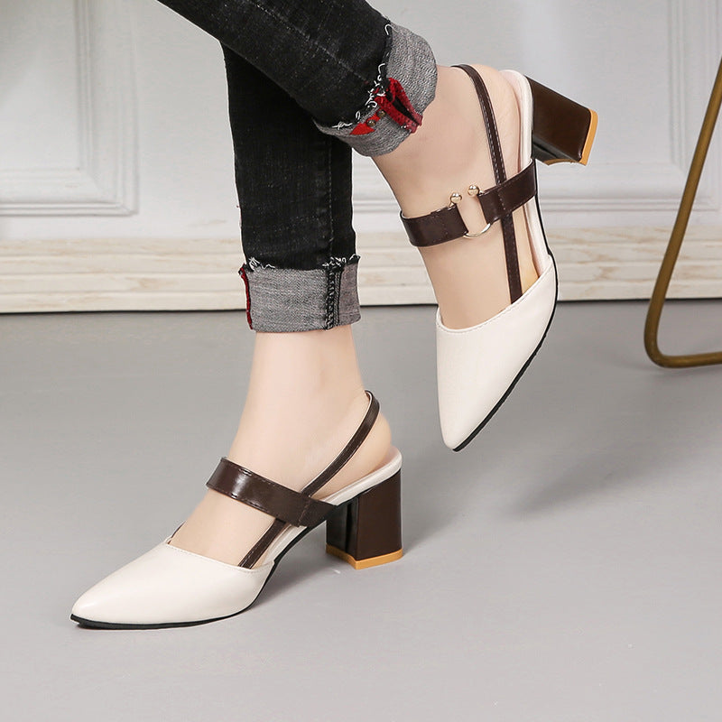 Damen Elegante Slingback-Pumps mit kantigem Absatz und modischem Riemendesign EB