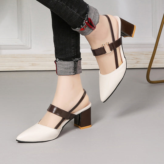 Damen Elegante Slingback-Pumps mit kantigem Absatz und modischem Riemendesign EB