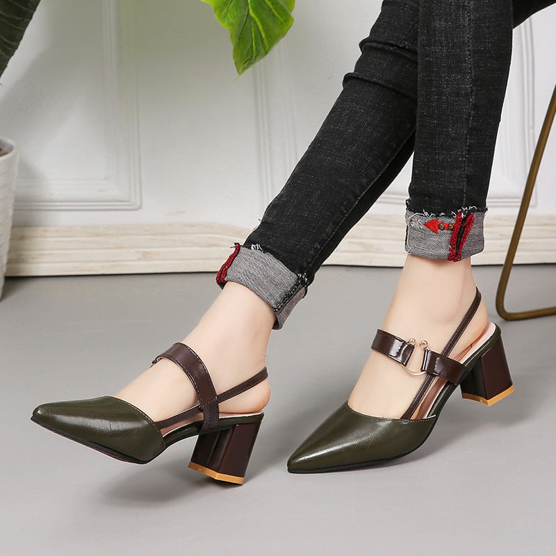 Damen Elegante Slingback-Pumps mit kantigem Absatz und modischem Riemendesign EB