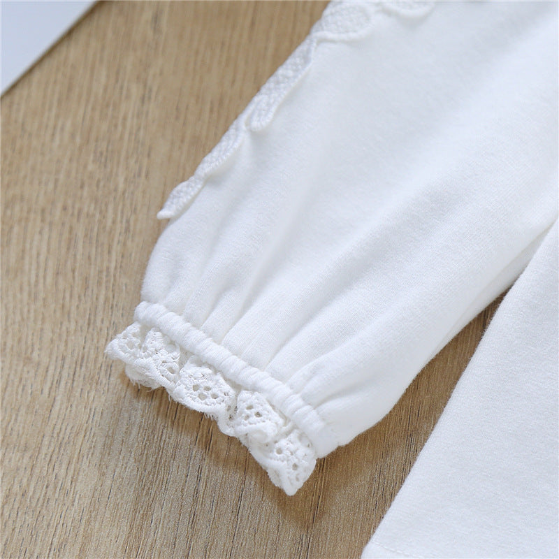 Mädchen Bluse mit besticktem Kragen und zarten Tüllärmeln EB