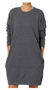 Damen gemütliches Sweatkleid mit praktischen Seitentaschen und lockerem Schnitt EB
