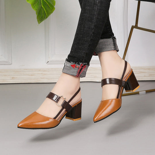 Damen Elegante Slingback-Pumps mit kantigem Absatz und modischem Riemendesign EB