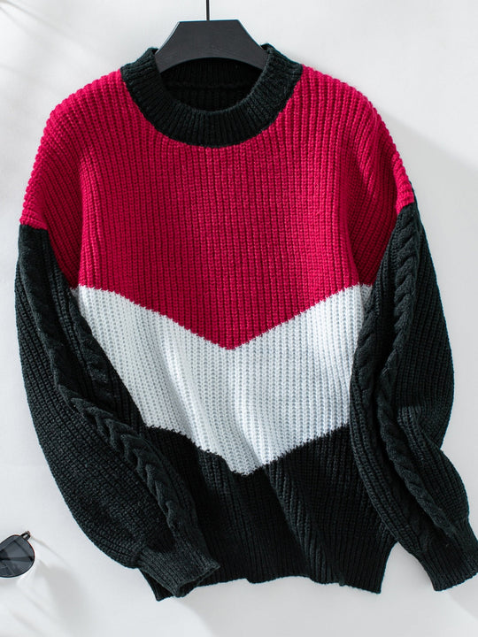 EB | Strickpullover mit Farbblocken Weicher Strick Elegantes Design