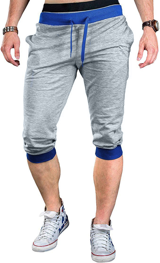 Herren Sportliche Capri-Hose mit elastischem Bund und modischen Kontrastakzenten EB