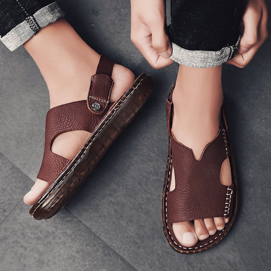 Herren Leder-Sandalen mit ergonomischer Sohle und verstellbarem Riemensystem EB