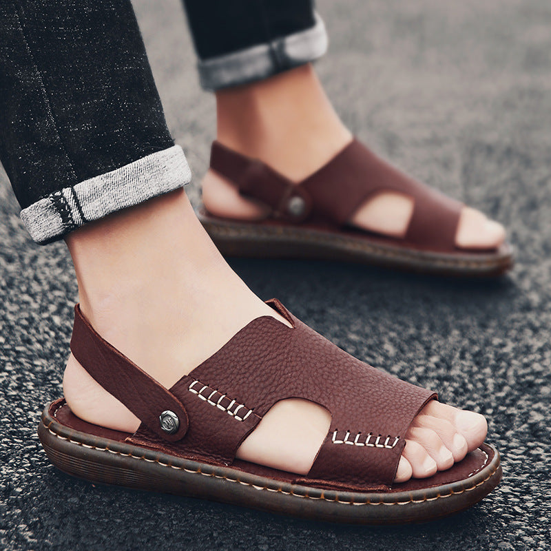 Herren Leder-Sandalen mit ergonomischer Sohle und verstellbarem Riemensystem EB