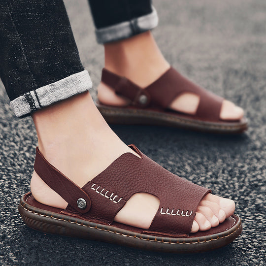 Herren Leder-Sandalen mit ergonomischer Sohle und verstellbarem Riemensystem EB