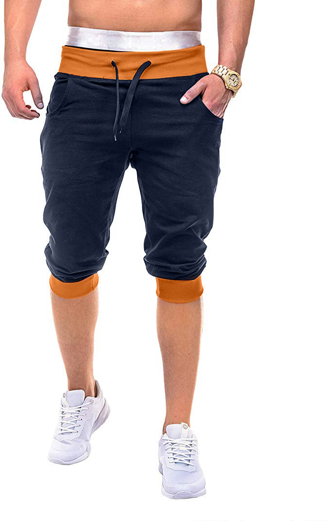 Herren Sportliche Capri-Hose mit elastischem Bund und modischen Kontrastakzenten EB