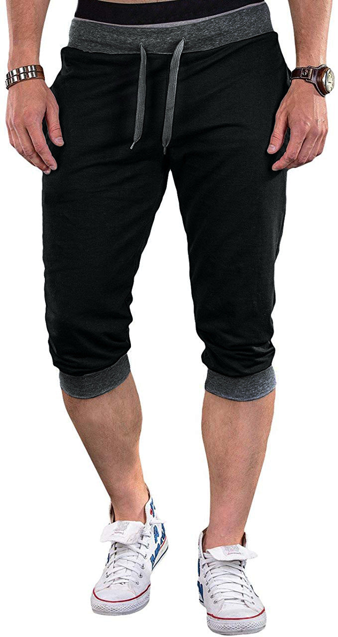 Herren Sportliche Capri-Hose mit elastischem Bund und modischen Kontrastakzenten EB