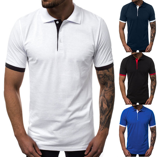 Herren Kurzarm-Polohemd mit kontrastierenden Details und modernem Schnitt EB