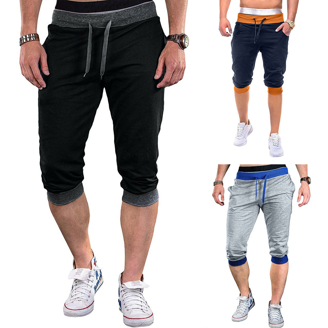 Herren Sportliche Capri-Hose mit elastischem Bund und modischen Kontrastakzenten EB