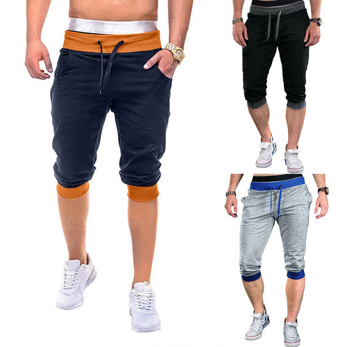 Herren Sportliche Capri-Hose mit elastischem Bund und modischen Kontrastakzenten EB