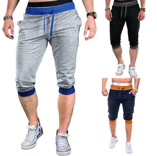 Herren Sportliche Capri-Hose mit elastischem Bund und modischen Kontrastakzenten EB