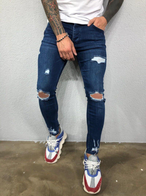 Herren Slim Fit Jeans mit Rissdesign EB