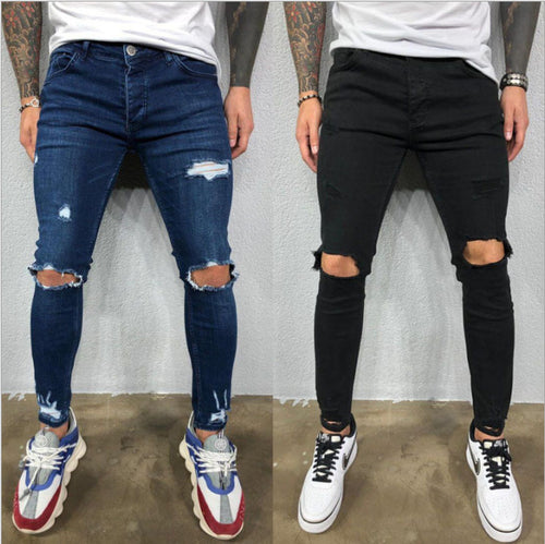 Herren Slim Fit Jeans mit Rissdesign EB