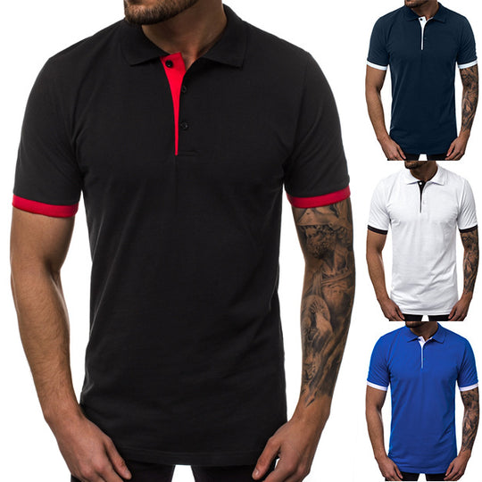 Herren Kurzarm-Polohemd mit kontrastierenden Details und modernem Schnitt EB