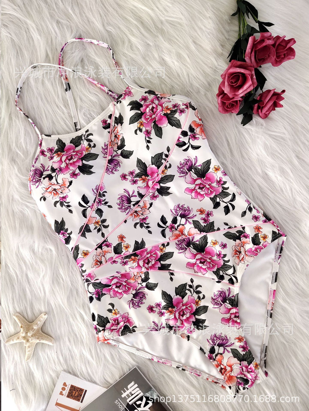 Damen Floraler Sportbadeanzug mit rückenfreier Silhouette EB