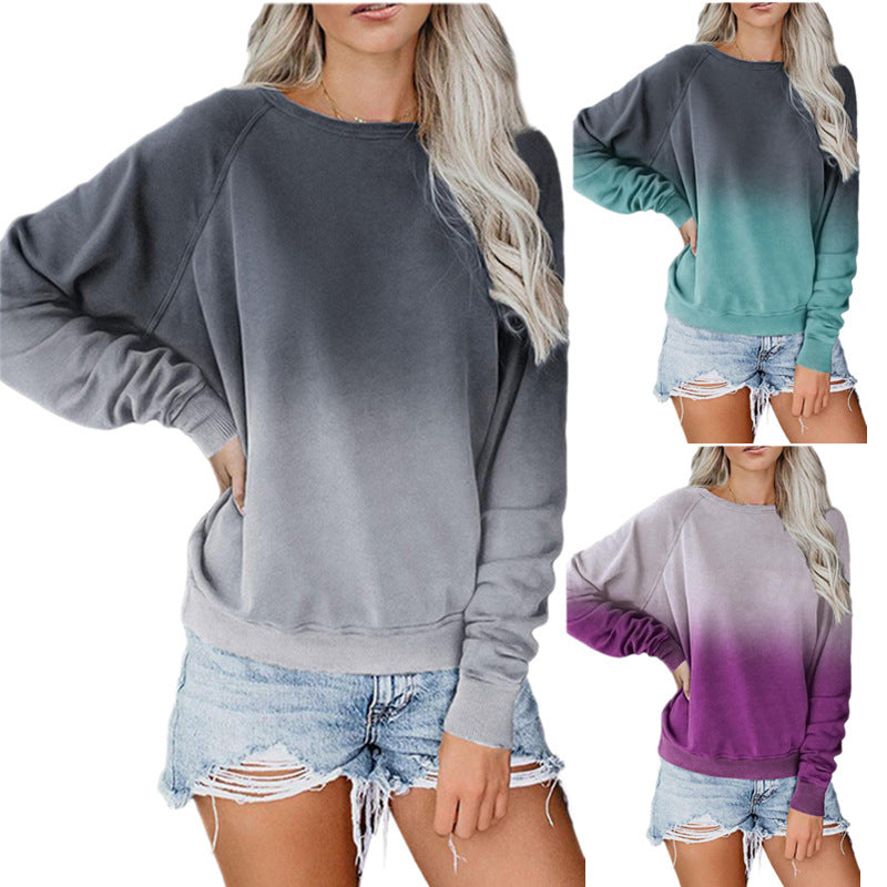 Damen lässiger Oversized Pullover mit Dip-Dye-Effekt EB