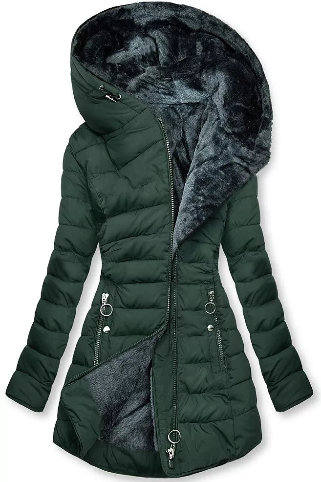 EB | Lange Winterjacke mit Kapuze für Damen Ideal für Die Kalte Jahreszeit
