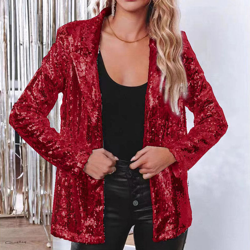 EB | Glänzender Pailletten-Blazer für Frauen