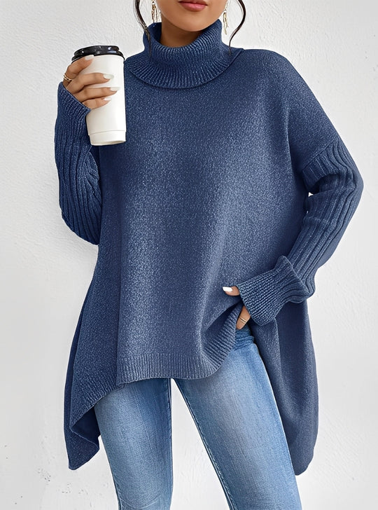 EB | Eleganter Langer Damenpullover mit Rollkragen