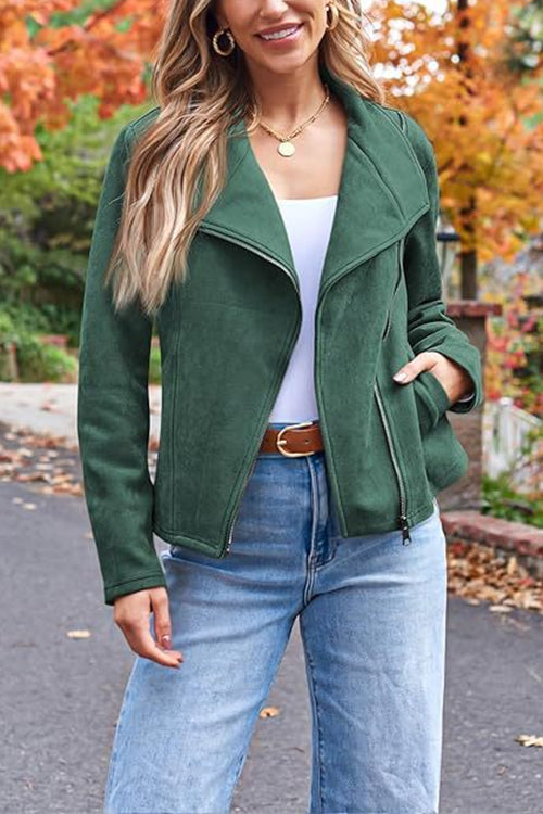 EB | Up Pocketed Faux Suede Motorradjacke (in 7 Farben)
