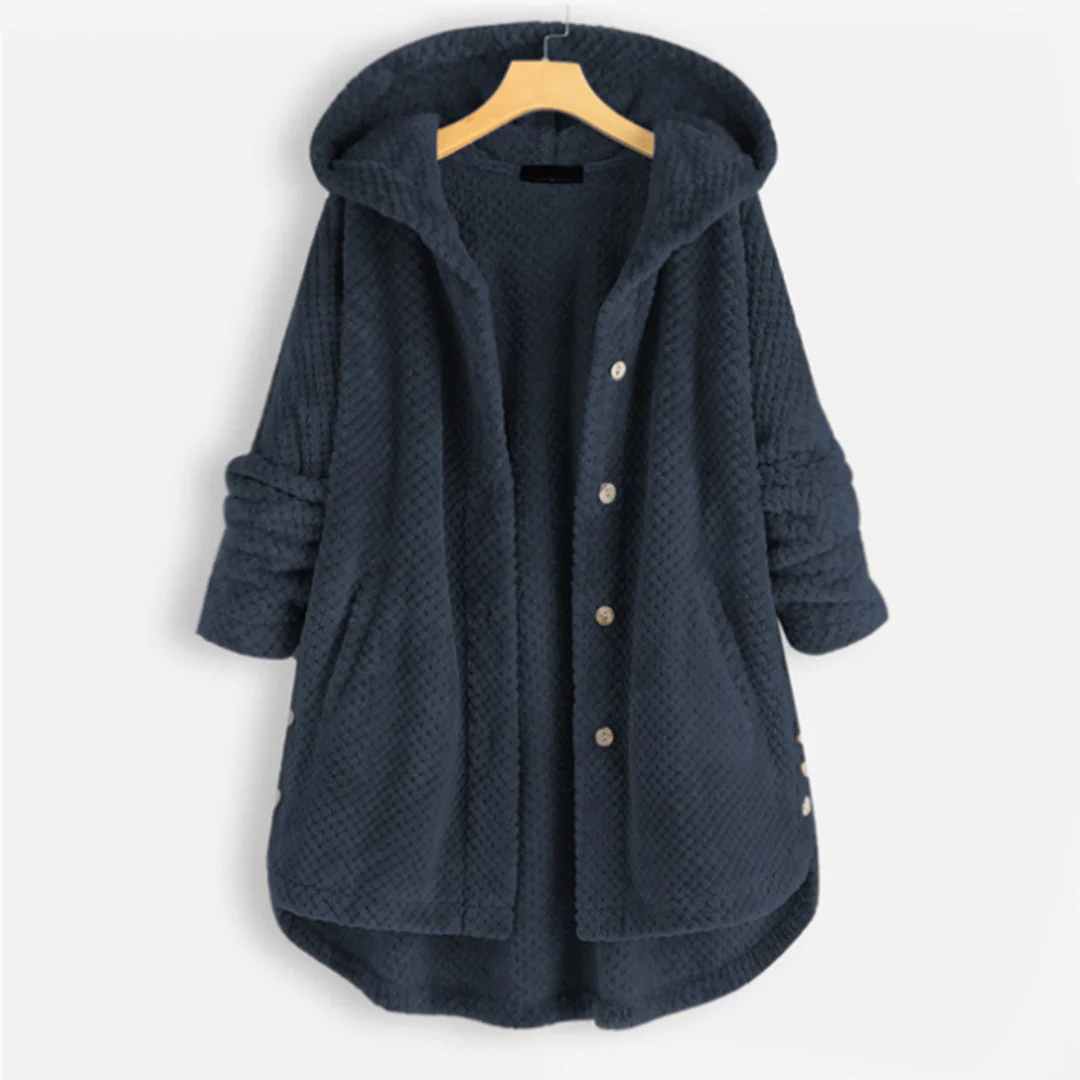 EB | Lange Winter Knopf Daunen Jacke - Kapuze