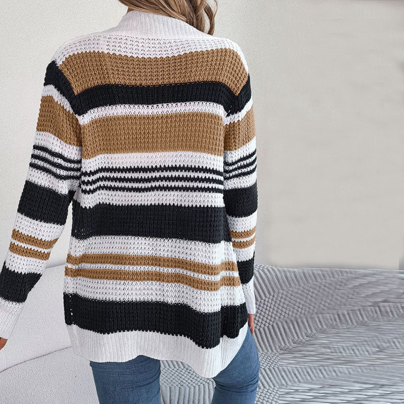 EB | Gestreifte Strick-Strickjacke mit Modernem Look