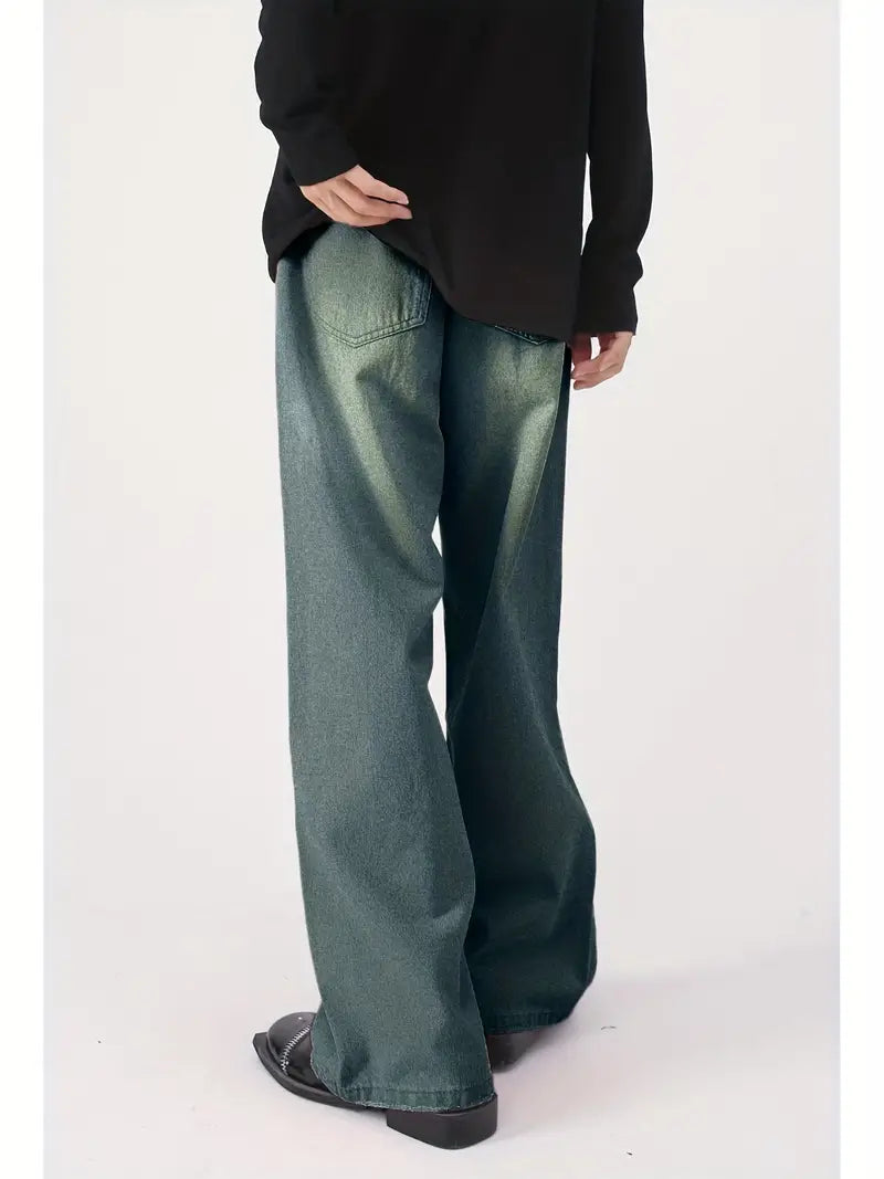 EB | Weinlese Upcycle Baggy Jeans Mit Ausgebleichtem Effekt