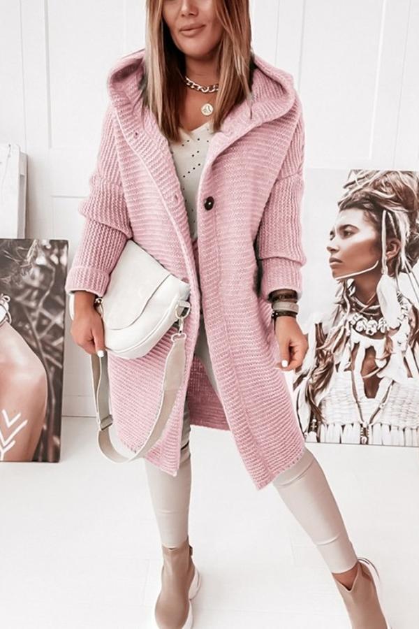 EB | Strickjacke mit Kapuze Lockerer Schnitt Weich und Warm
