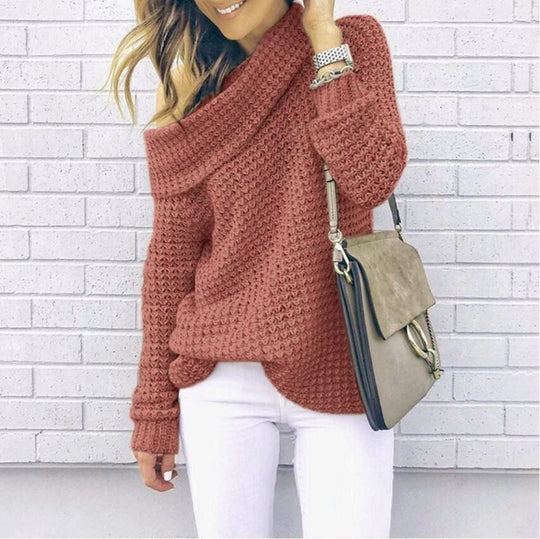 Damen Strickpullover mit schulterfreiem Design und strukturierter Textur EB