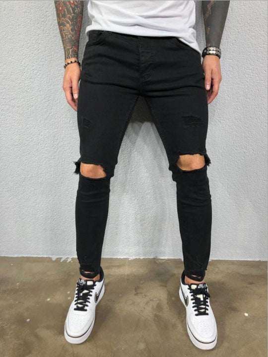 Herren Slim Fit Jeans mit modischen Rissen EB