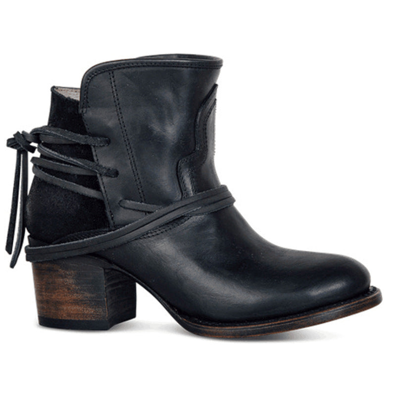 Elegante Leder Damen Stiefeletten EB