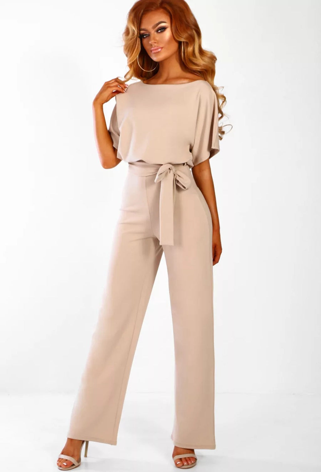 Damen elegantes Set bestehend aus fließender Bluse und weit geschnittenen Hosen EB