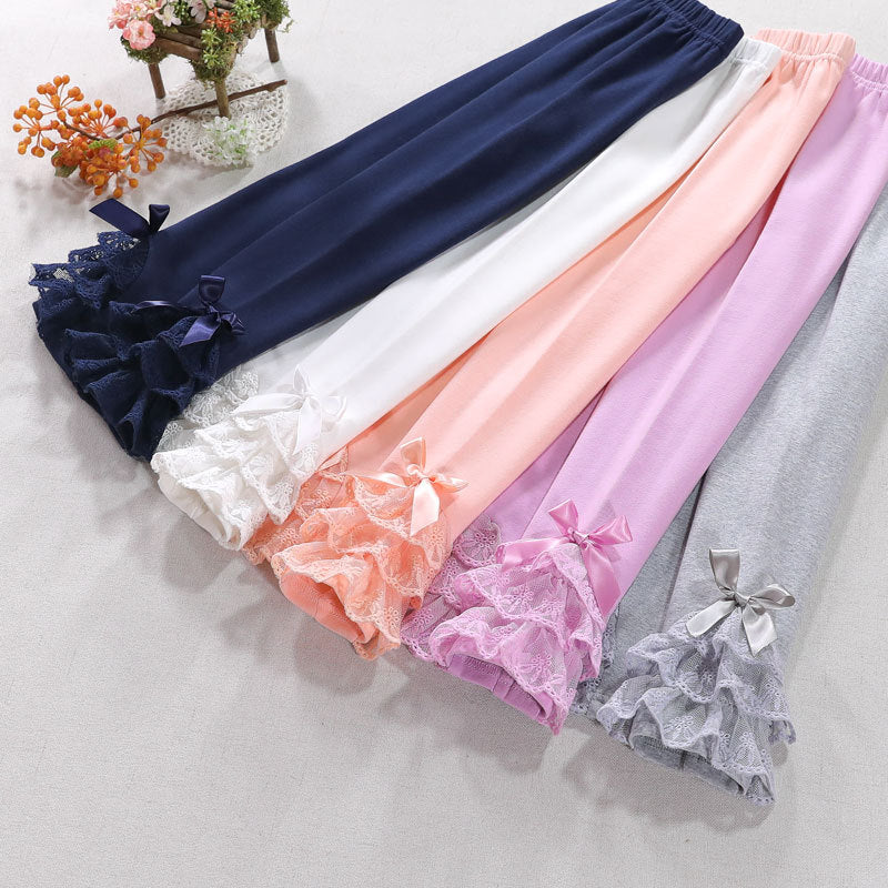 Mädchen Leggings mit Rüschen und Schleifenakzenten EB