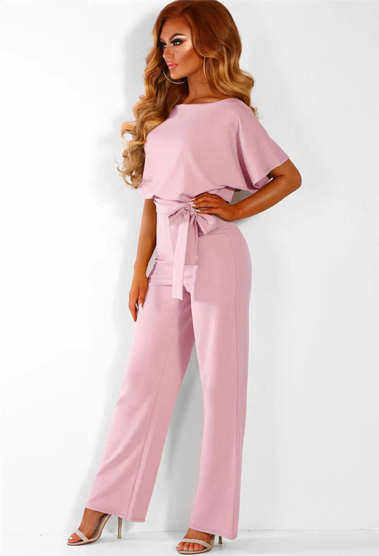 Damen elegantes Set bestehend aus fließender Bluse und weit geschnittenen Hosen EB