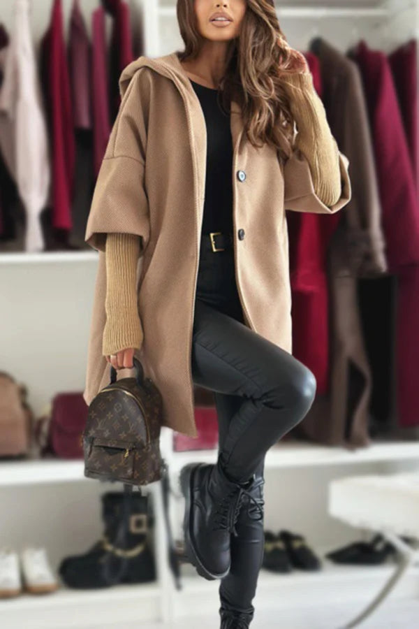 EB | Farbe Lockere Tasche Kapuzenjacke mit langen Ärmeln