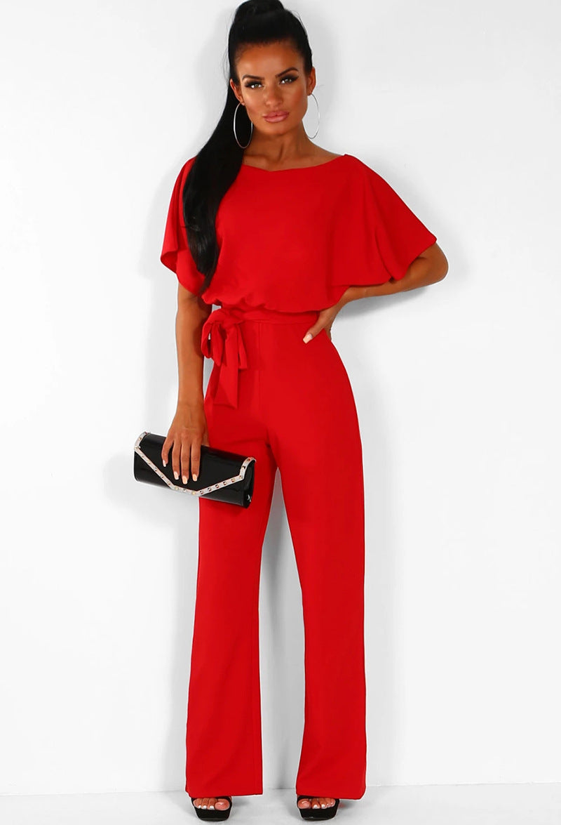 Damen elegantes Set bestehend aus fließender Bluse und weit geschnittenen Hosen EB