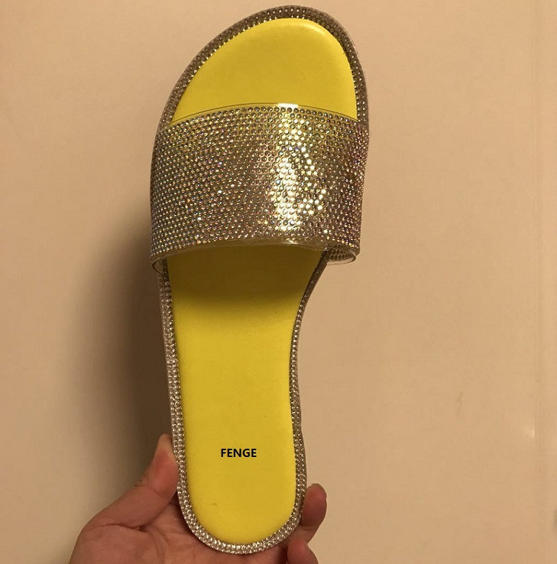 Damen Glamouröse Strandsandalen mit Strassverzierungen EB