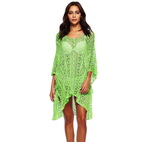 Damen lässiger Häkel-Kaftan mit stilvollem V-Ausschnitt EB