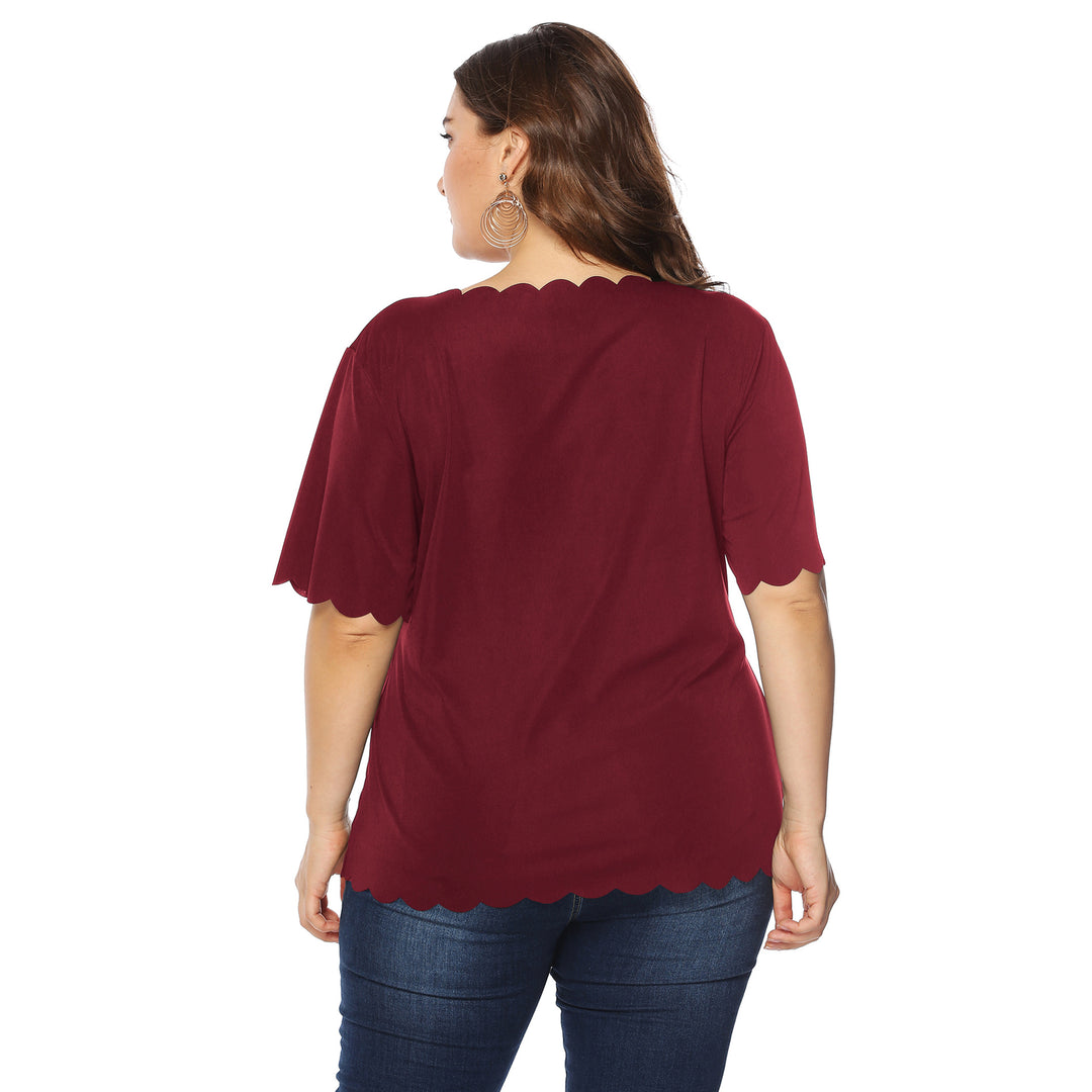Damen modisches T-Shirt mit glänzendem Lippenmotiv EB