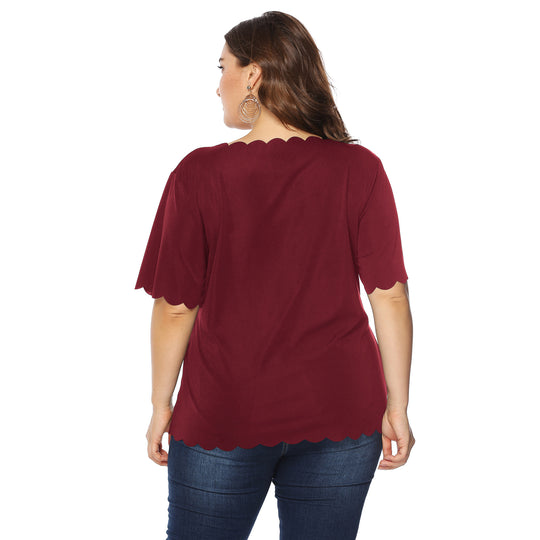 Damen modisches T-Shirt mit glänzendem Lippenmotiv EB